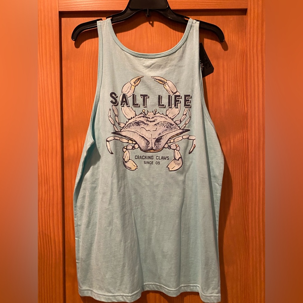 Salt Life Men’s Light Teal Cracking Crabs Tank Top NWT